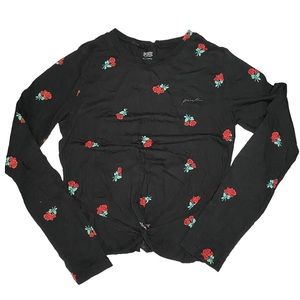 NWT VS Pink Black Long Sleeve With Roses